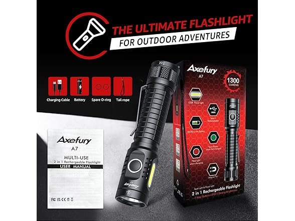 axefury Flashlight, Rechargeable Magnet