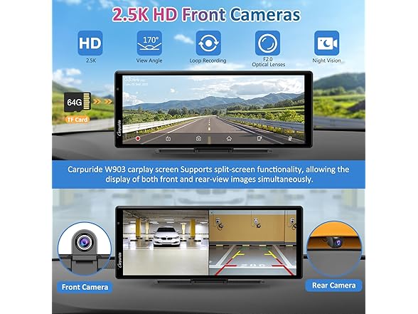 9.3" CarPlay Screen w/ 2.5K Dash Cam