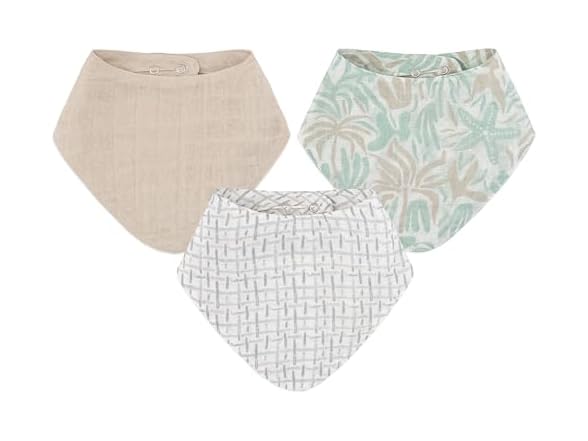 Crane Cotton Newborn Baby Bib Set- Beach