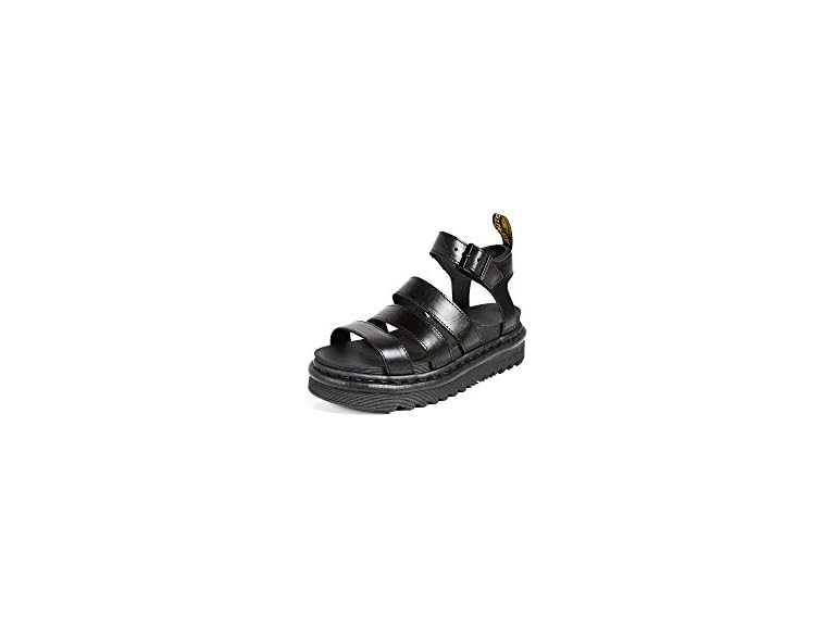 Dr. Martens Women's Blaire Fisherman Sandal, Black Brando Leather,