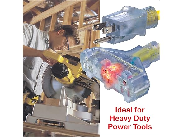 Clear Power 3 ft 12/3 SJTW, Cord Adapter, GFCI