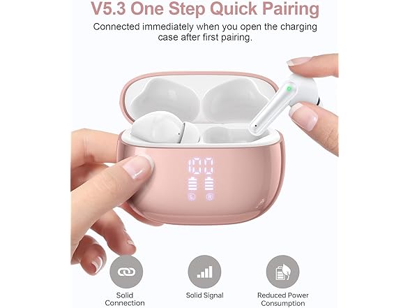 HUIFU Bluetooth Wireless Earbuds, Blush
