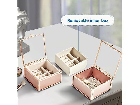 Mseyemi Pink Glass Jewelry Box With Lid