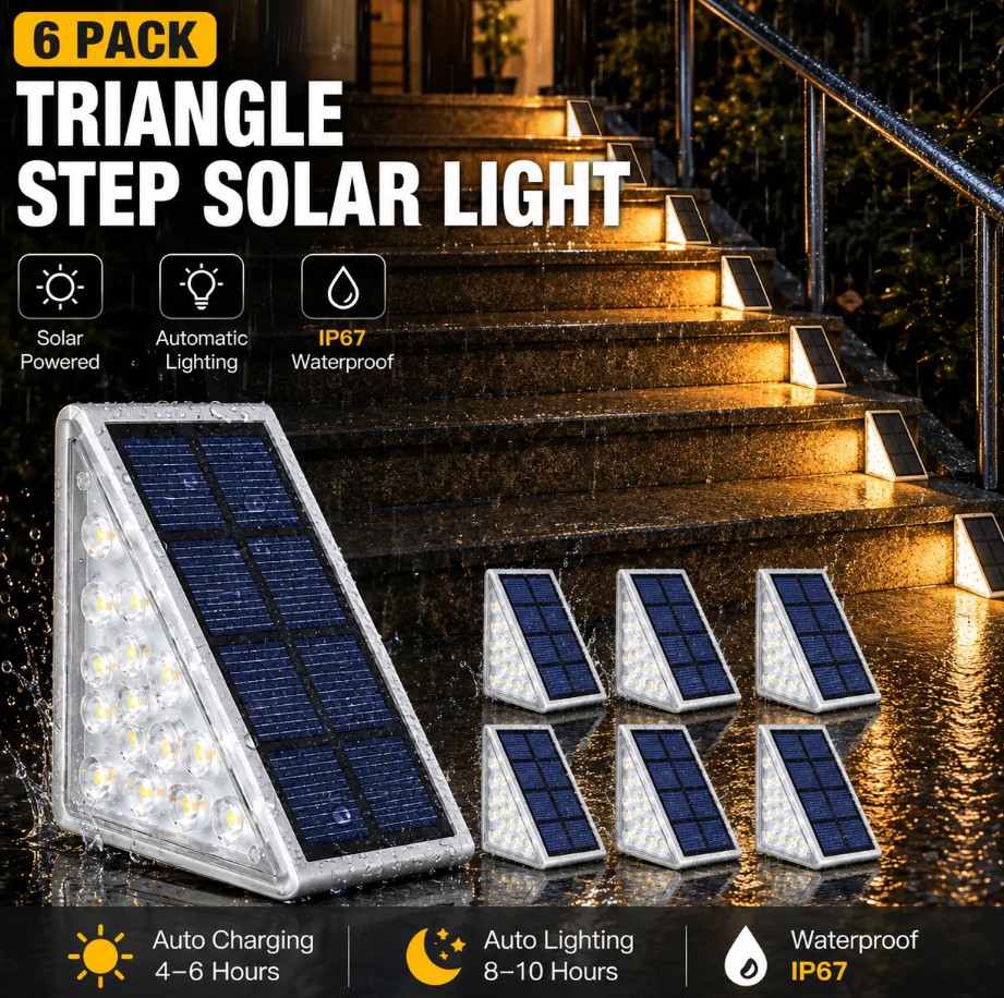 Infinite Basics 6-Pack Triangle Solar Step Lights Outdoor - Gallery 15