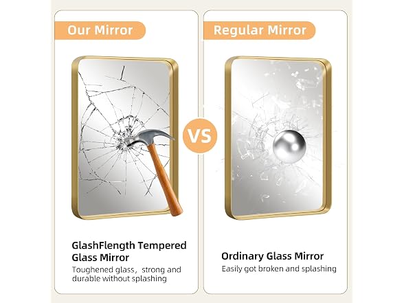 GlasFlength Gold Bathroom Mirror 40x30"