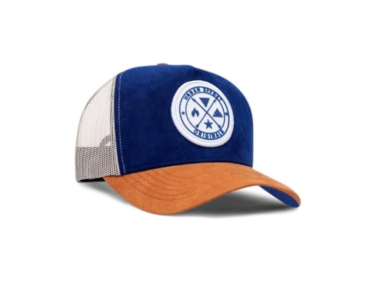 Urban Effort Mesh Back Cap - For men and Women Baseball Hat 5-Panel Trucker Hat - Great Snapback Closure for Hunting & Hiking, Blue/Brown