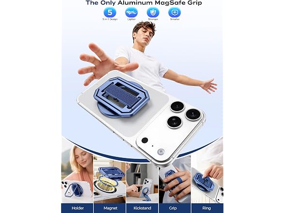 HYCZAAE Blue MagSafe Phone Grip Stand