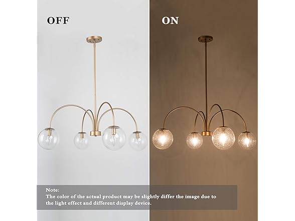 33" Gold Chandelier Seeded Glass