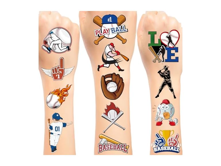 192 PCS Baseball Temporary Tattoos 