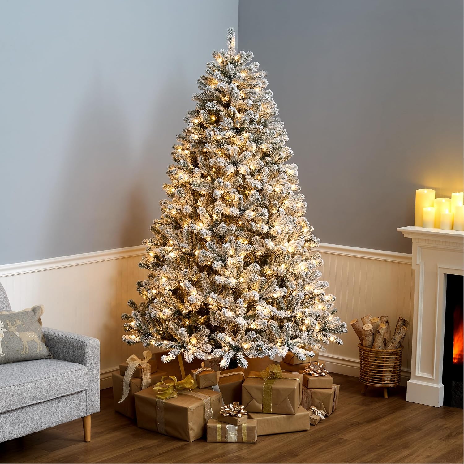 National Tree Company 7.5ft Pre-Lit Floc - Gallery 15