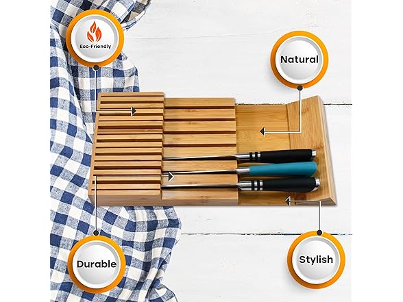 15 Knife Bamboo Drawer Organizer