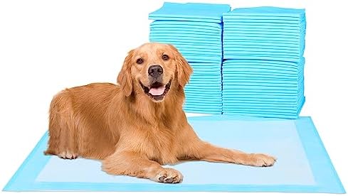Super Absorbent Waterproof Dog and Puppy Pet Training Pad, Housebreaking Pet Pad, 40-Count Extra Middle-Size, 30’’X30’’, Blue