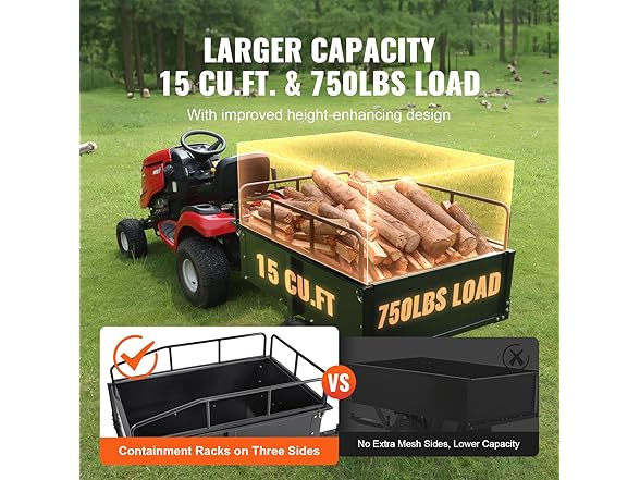 VEVOR Heavy Duty ATV Trailer Steel Dump Cart