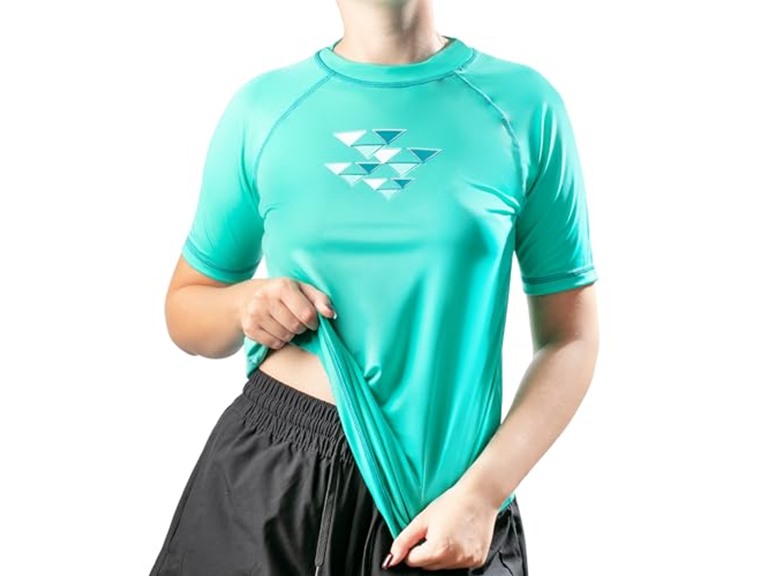 Kanu Surf Women's Marina UPF 50+ Short Sleeved Active Rashguard & Workout Top, Gillian Lagoon, X-Large