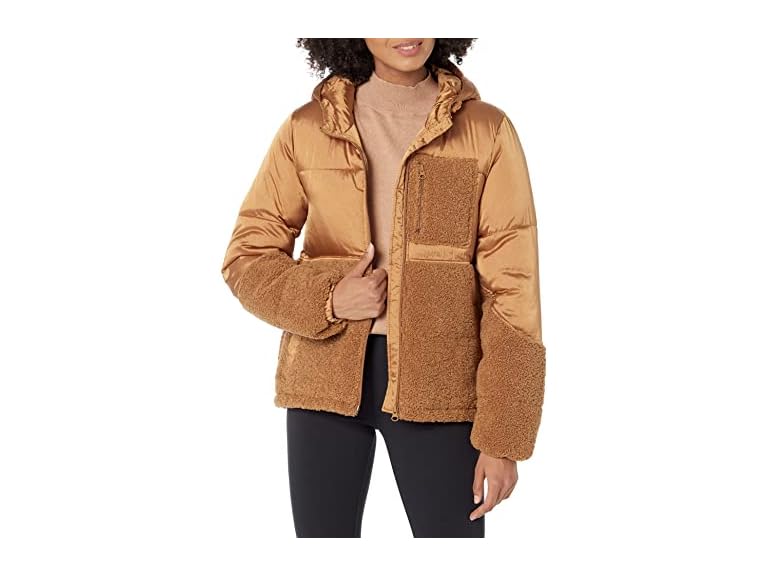 Amazon Essentials Womens Full Zip Sherpa Fleece Hooded Puffer Jacket