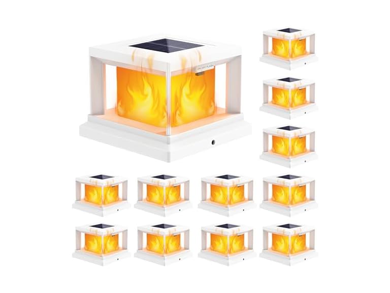 Brightever KN0001 Solar Flame Post Cap Light White 12pack
