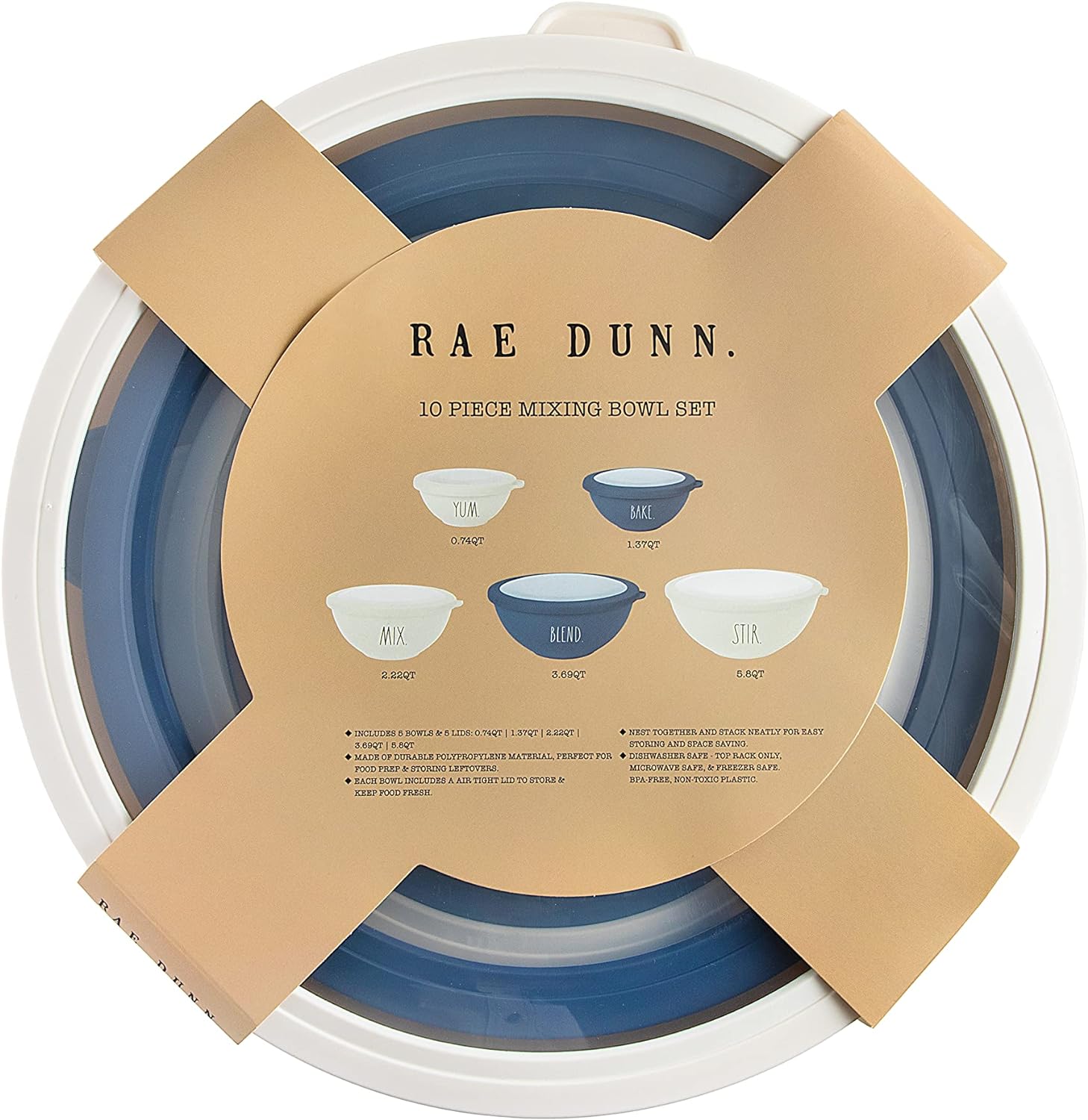 RaeDunn Mixing Bowls with Lids - 10Pc - Gallery 9