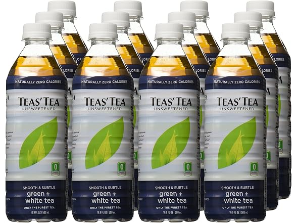 12PK Teas' Tea Unsweetened Green + White, 16.9 oz