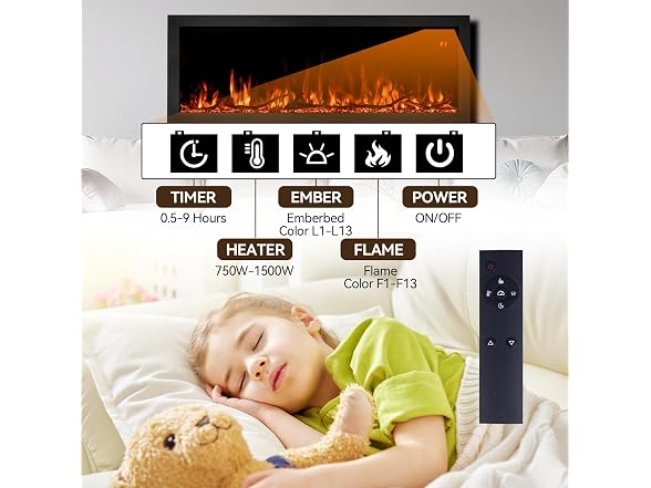 TUAN 60 in Smart WiFi Electric Fireplace