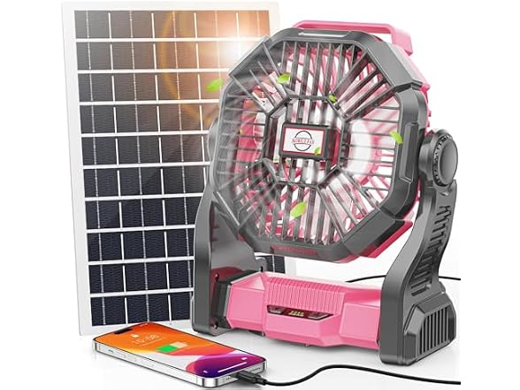 Solar Fan with LED Lantern, 10W Solar