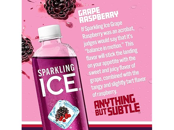 12PK Sparkling Ice, Grape Raspberry Sparkling Water