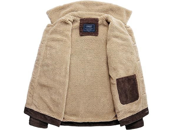 Louechy Men (L) Corduroy Sherpa Lined Jacket Coats