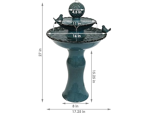 Sunnydaze 27" H 2-Tier Ceramic Water Fountain