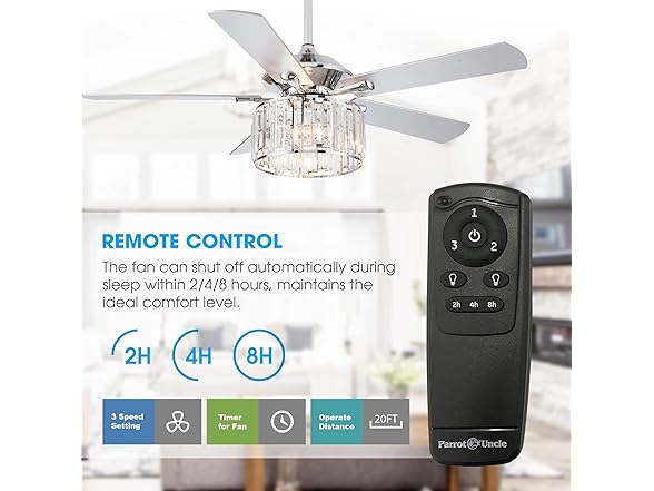 Parrot Uncle F6305Q110V-PU 52 Inch Ceiling Fan