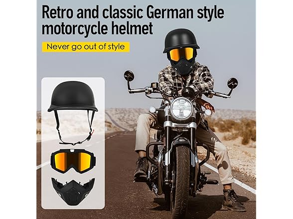 URFGNBK Motorcycle Helmet German Style