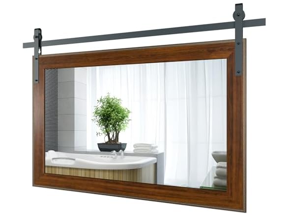 LOVMOR Farmhouse Bathroom Mirror, 51"x35"