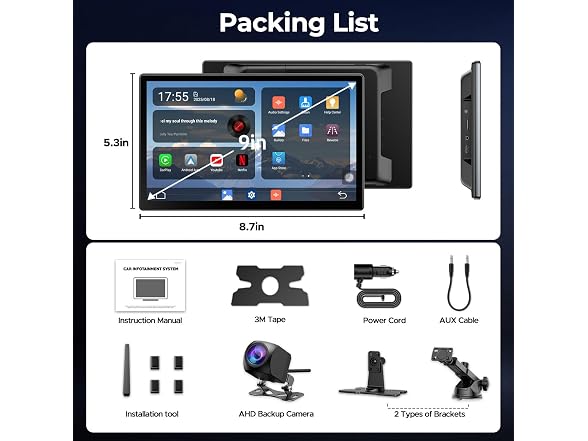 LAMTTO 9" Apple Carplay Screen