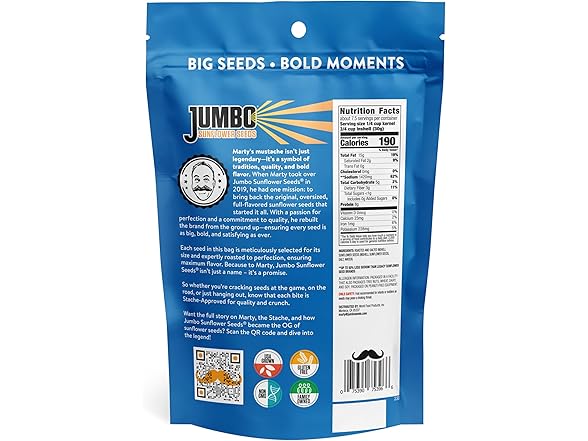 6Pk JUMBO SUNFLOWER SEEDS, Original, 16-Oz