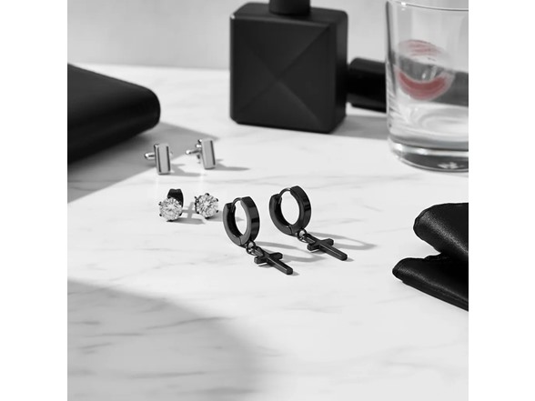 Unisex Cross Hoop & Stud Earring Set