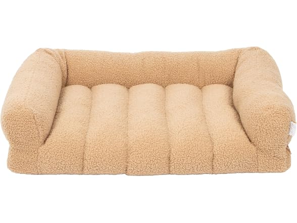 SportPet Medium Sherpa Bolster Couch Pet Bed, Tan