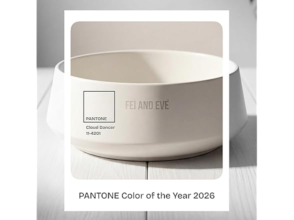 Fei & Eve Dog Bowl 30 Oz, Cloud White - Stain & Odor Resistant