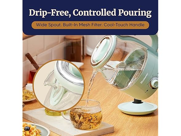 Elite Gourmet 1.2L Electric Glass Kettle