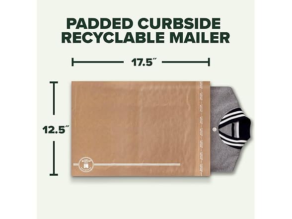 Scotch Curbside Recyclable Padded Mailers, 50 Pack