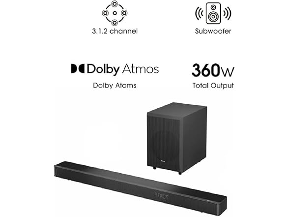 Hisense AX3120G 3.1.2Ch Sound Bar with Wireless Subwoofer, 3 (Open Box)