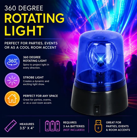Portable Battery-Operated 360 Degree Strobe Blue Light - Gallery 4