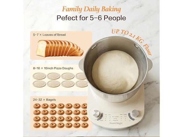 AmareMagis 7.4QT Electric Dough Mixer