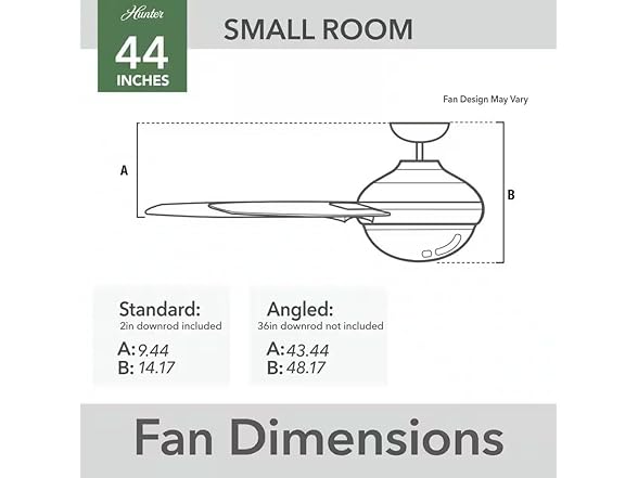 Hunter Fan 44" Matte Black Indoor Ceiling Fan