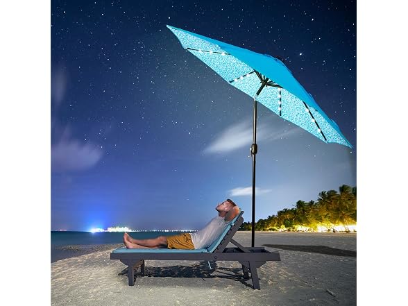 Backyard Expressions 9FT Solar Patio Umbrella Blue