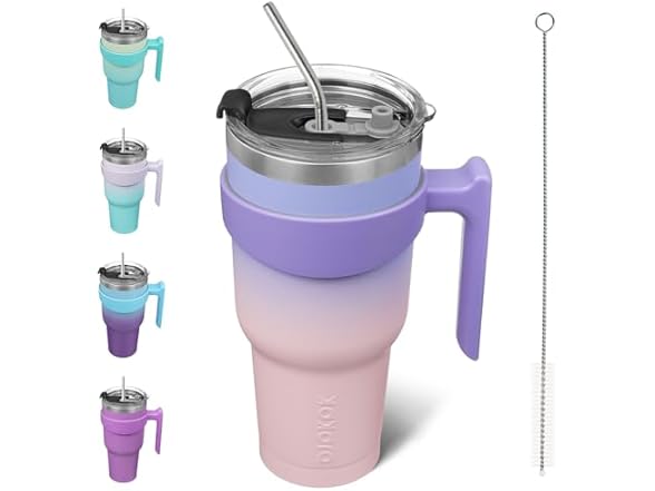 BJPKPK 40 oz Tumbler w/Handle, Pastel