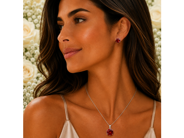 Red Stone Necklace & Earring Set