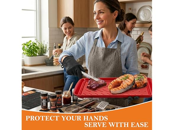 FIRERIOT BBQ Tray Set w/ Heat Resistant Gloves