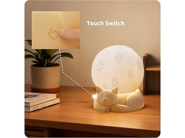WISUCL Touch Control Rotating Cat Lamp