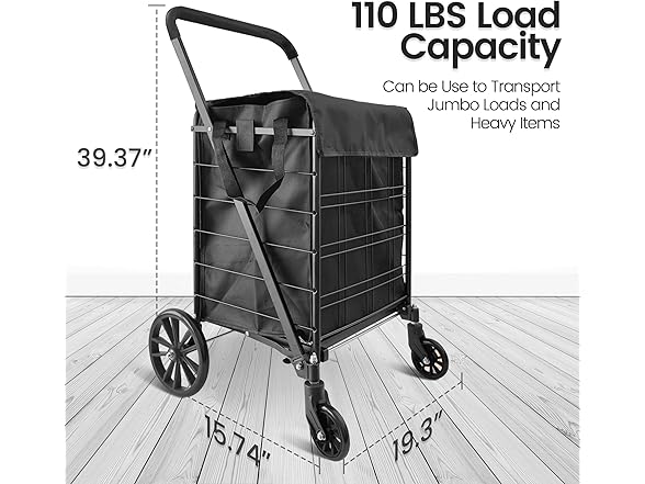 SereneLife XL Folding Utility Cart