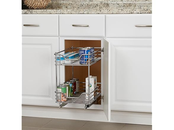  Steel 2-Tier Sliding Under Sink Cabinet Organizer
