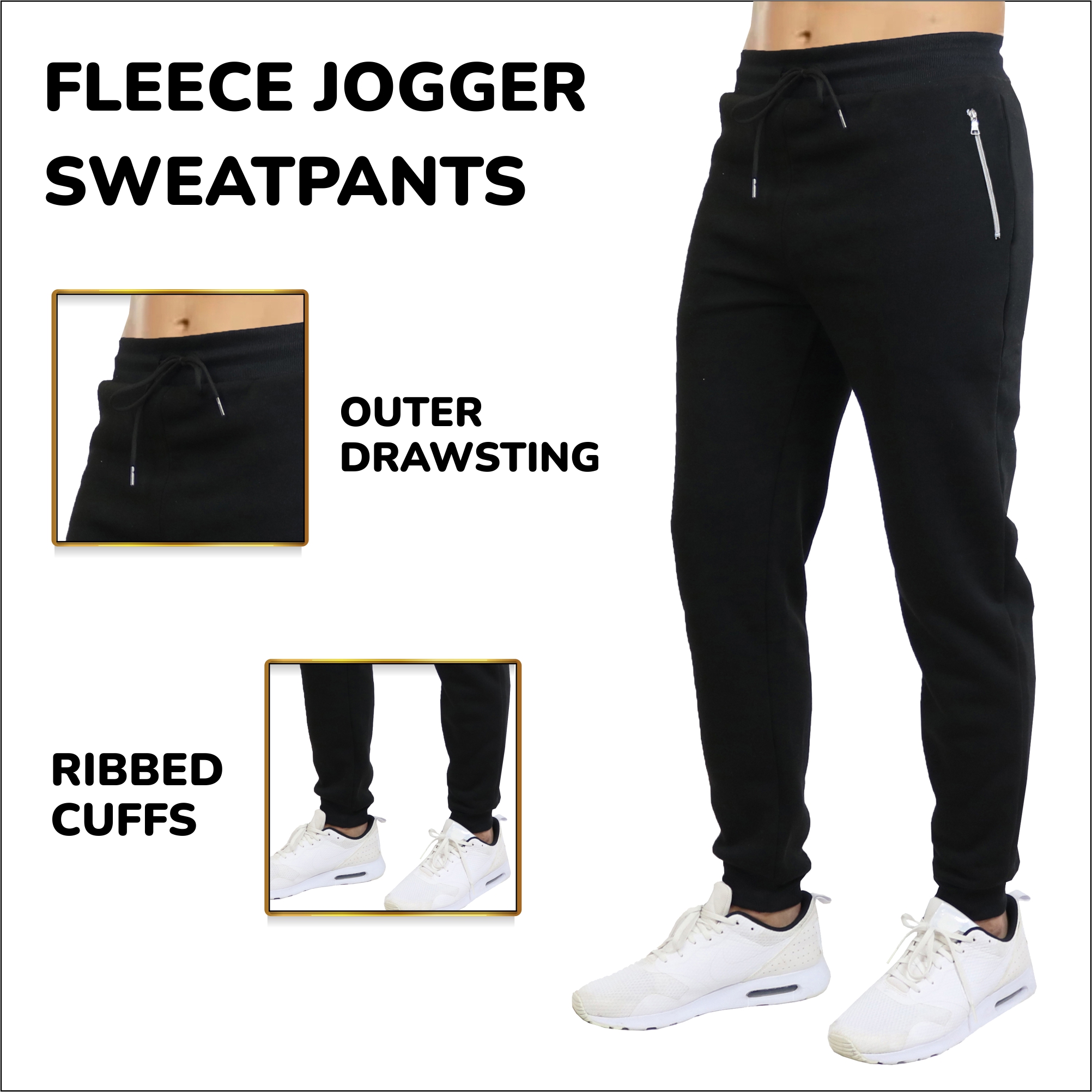 3Pk Mens Fleece Joggers w-Zip Pockets (S-3XL) - Gallery 11
