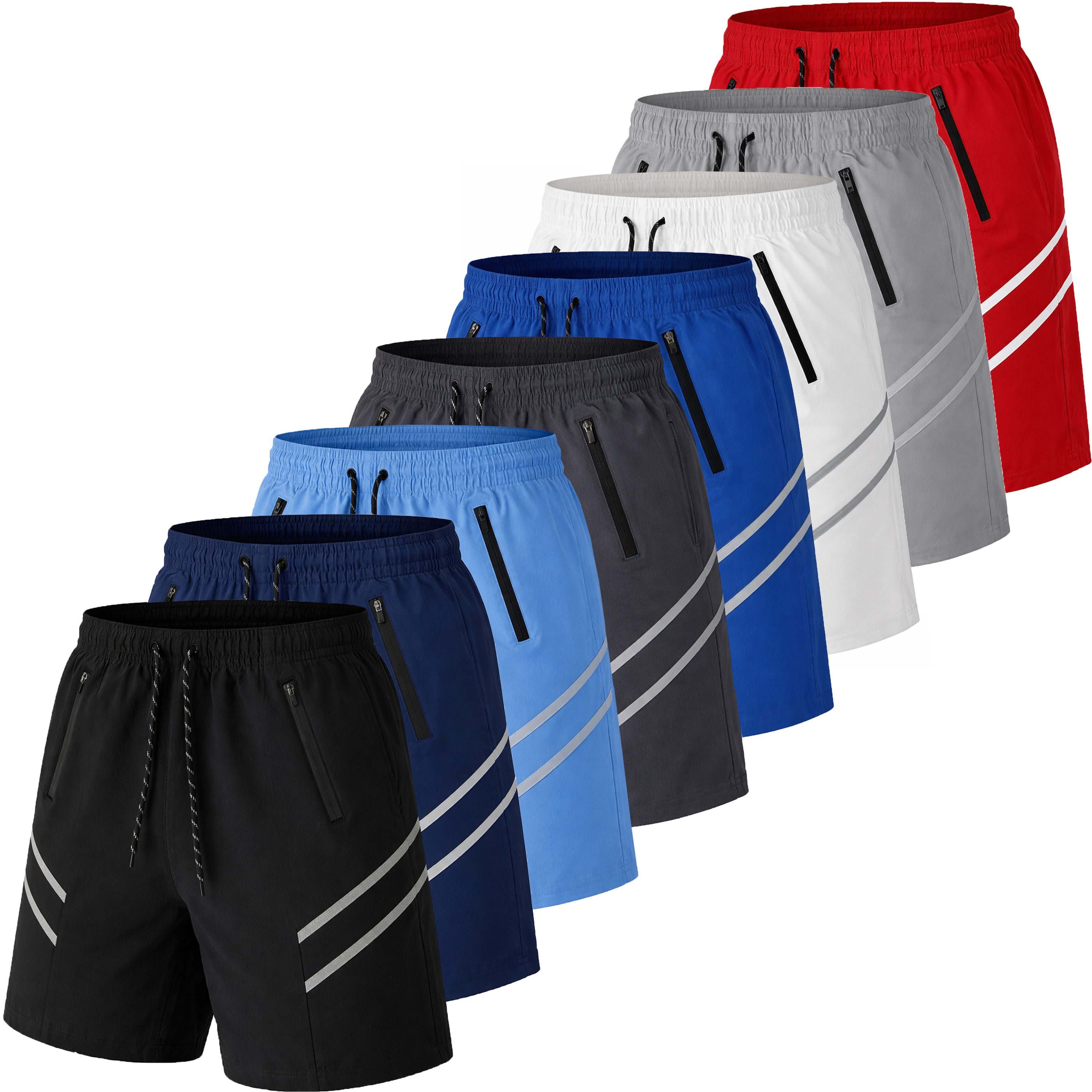 5Pk Mens Training Shorts w/ Dual Trim - Gallery 5